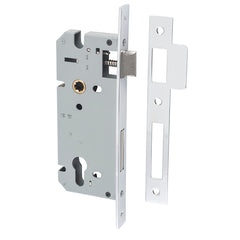 Mortice 85mm Euro Locks - 45mm Backset Chrome Plated / Steel & Sheet Brass