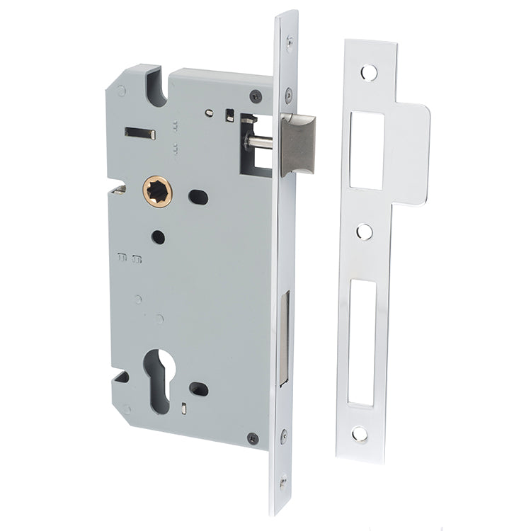 Mortice 85mm Euro Locks - 60mm Backset Chrome Plated / Steel & Sheet Brass