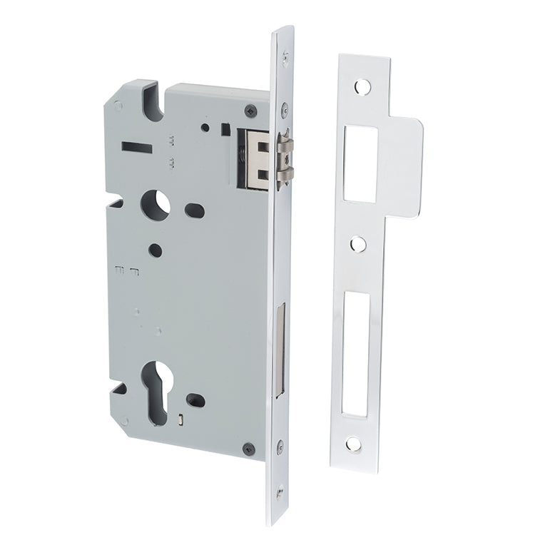 Mortice 85mm Euro Roller Lock - 60mm Backset Chrome Plated / Steel & Sheet Brass
