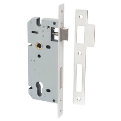 Mortice 85mm Euro Locks - 45mm Backset Polished Nickel / Steel & Sheet Brass