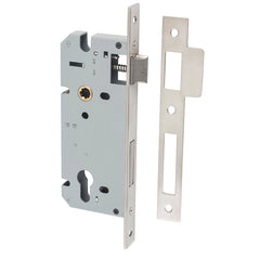 Mortice 85mm Euro Locks - 45mm Backset Satin Nickel / Steel & Sheet Brass