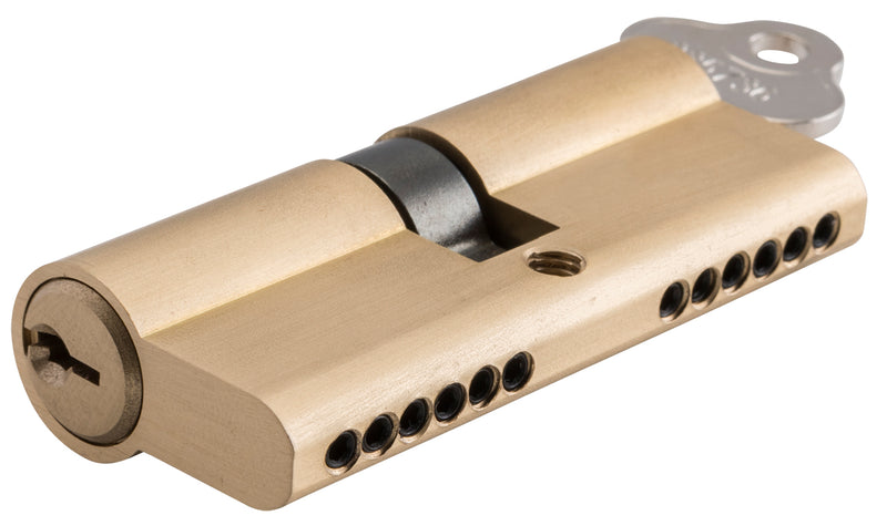 Key/Key Euro Cylinder Satin Brass / 6 Pin L70mm