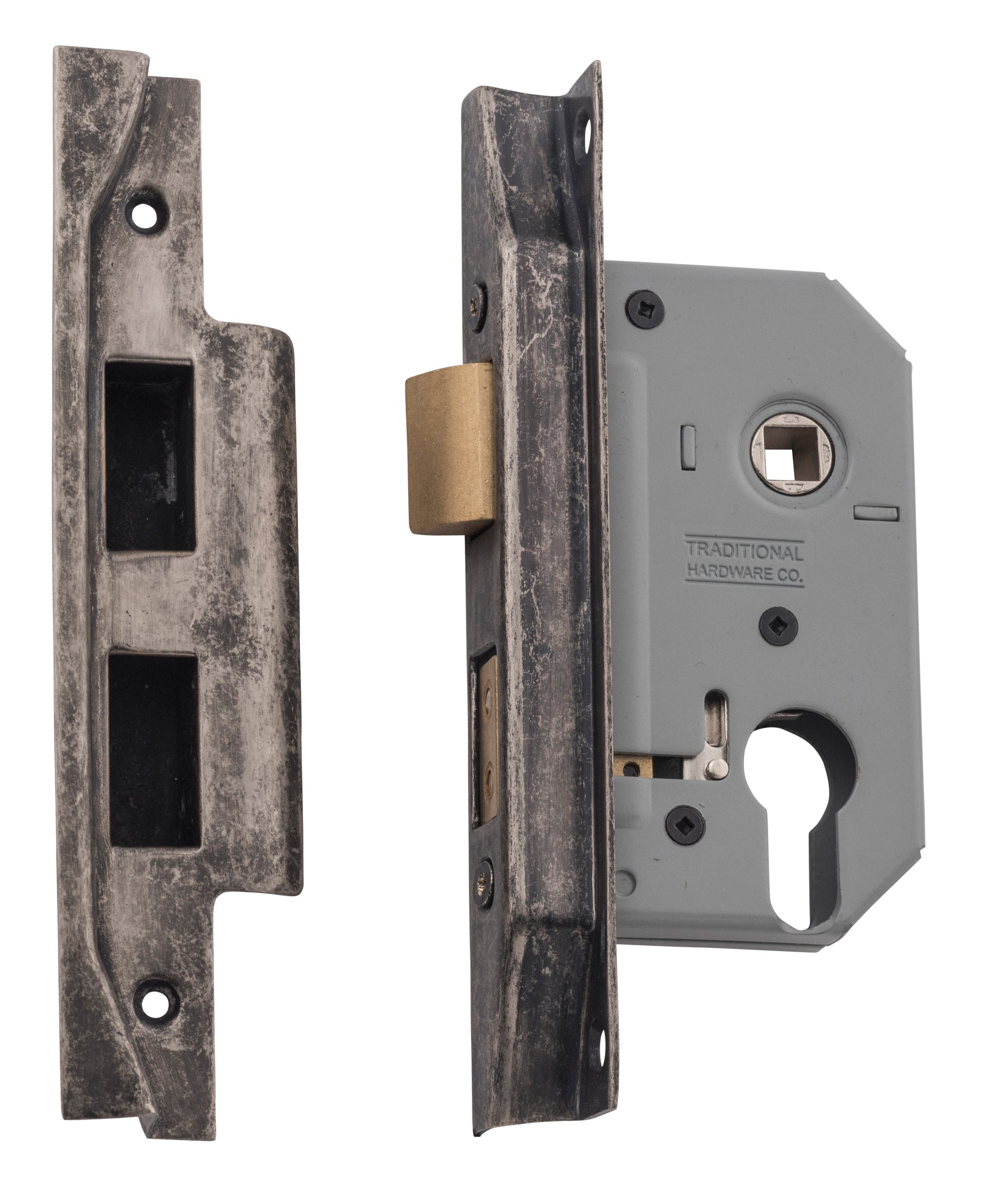 Rebated Euro Mortice Lock Satin Brass / Backset 46mm