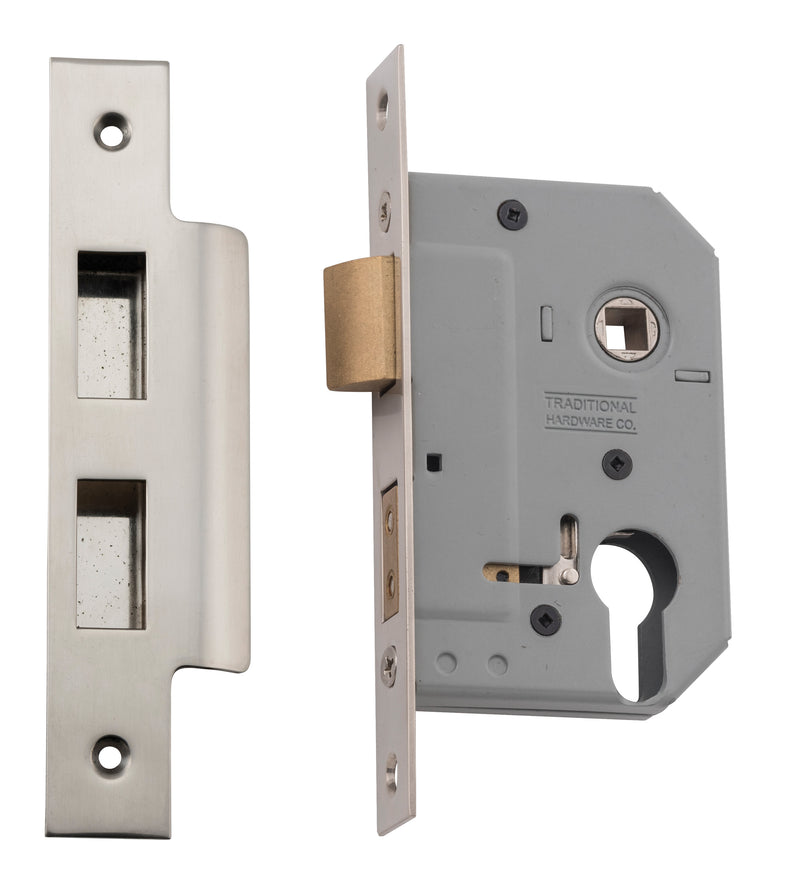 Euro Mortice Lock Satin Nickel / Backset 46mm