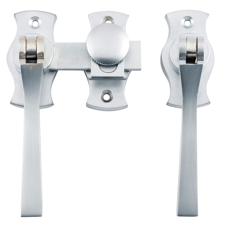 Square French Door Fastener Satin Chrome