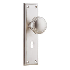Milton Knob - Long Backplate Satin Nickel / Lock | Lock (Skeleton Key)