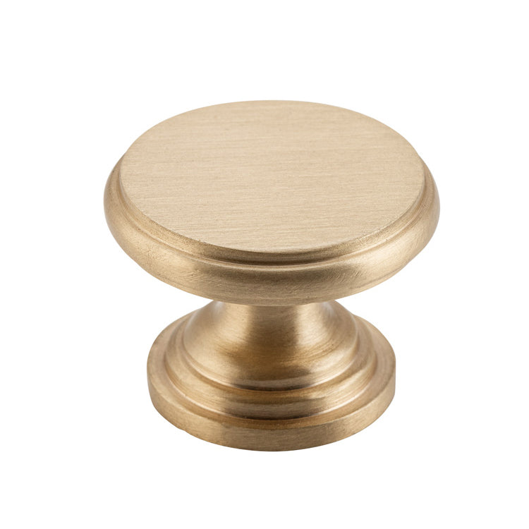 Flat Cupboard Knob Satin Brass / D32xP23mm