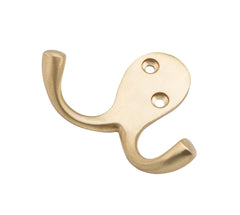 Double Robe Hooks Satin Brass