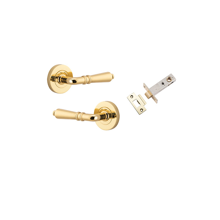 Sarlat Lever - Round Rose (Inbuilt Privacy) Polished Brass / Solid Brass