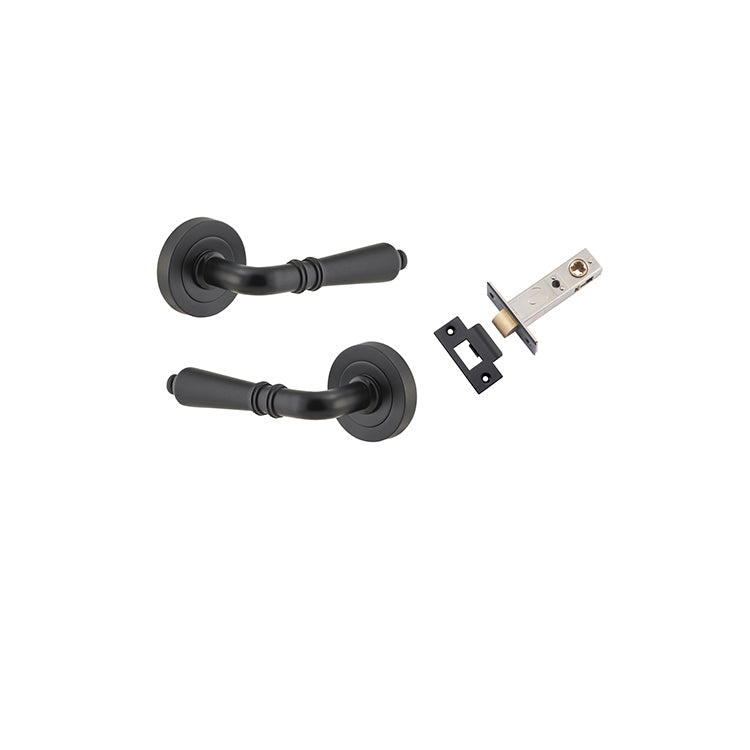 Sarlat Lever - Round Rose Passage Kit Matt Black / Solid Brass