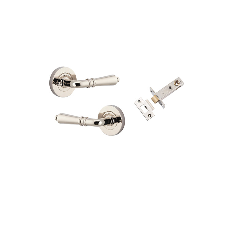 Sarlat Lever - Round Rose (Inbuilt Privacy) Polished Nickel / Solid Brass