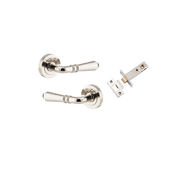 Sarlat Lever - Round Rose Passage Kit Polished Nickel / Solid Brass