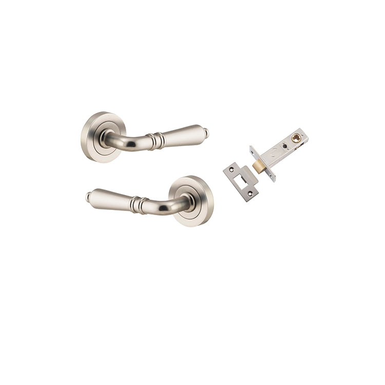 Sarlat Lever - Round Rose Passage Kit Satin Nickel / Solid Brass