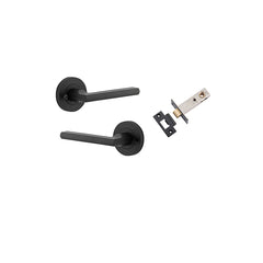 Baltimore Lever - Round Rose (Inbuilt Privacy) Matt Black / Solid Brass