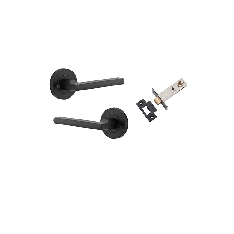 Baltimore Lever - Round Rose (Inbuilt Privacy) Matt Black / Solid Brass