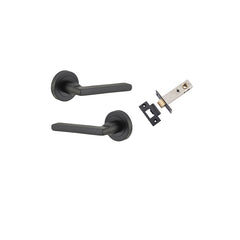 Baltimore Lever - Round Rose Passage Kit Matt Black / Solid Brass