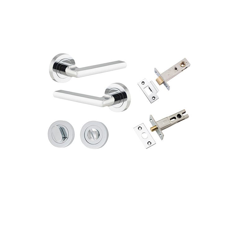 Baltimore Lever - Round Rose Privacy Kit with Separate Privacy Turn Chrome Plated / Solid Brass