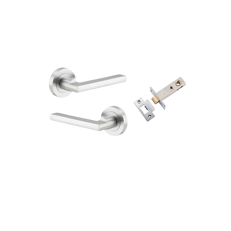 Baltimore Lever - Round Rose Passage Kit Satin Chrome / Solid Brass