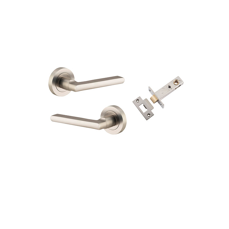 Baltimore Lever - Round Rose Passage Kit Satin Nickel / Solid Brass