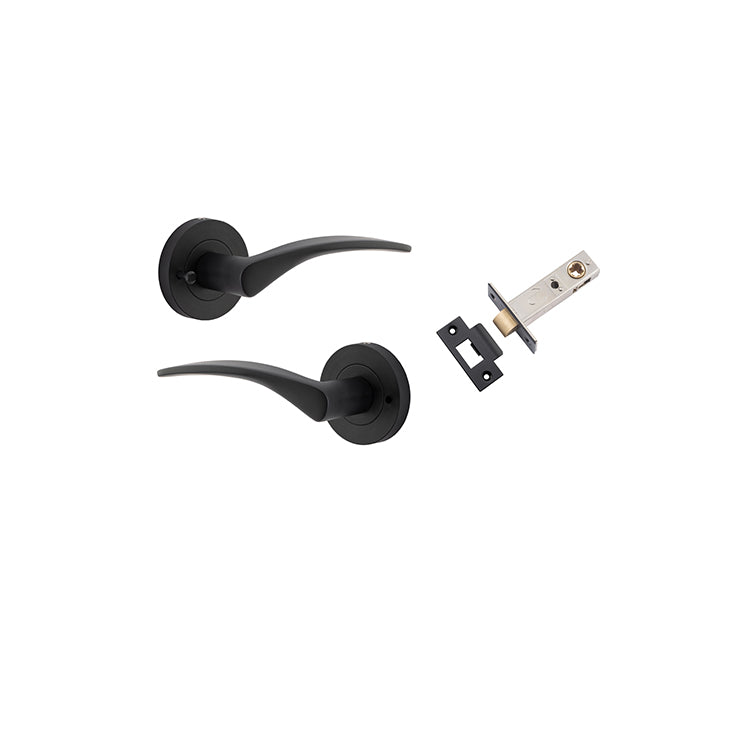 Oxford Lever - Round Rose (Inbuilt Privacy) Matt Black / Solid Brass