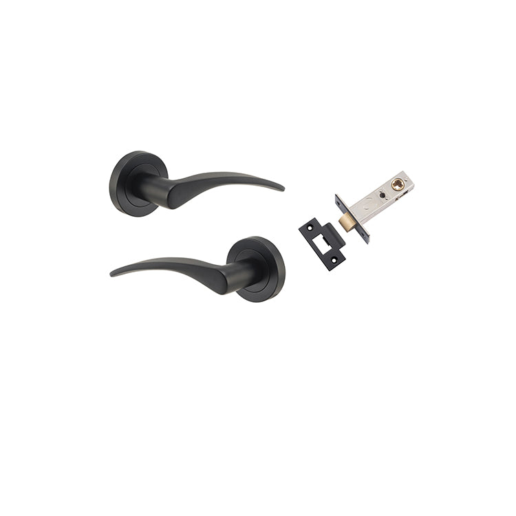 Oxford Lever - Round Rose Passage Kit Matt Black / Solid Brass
