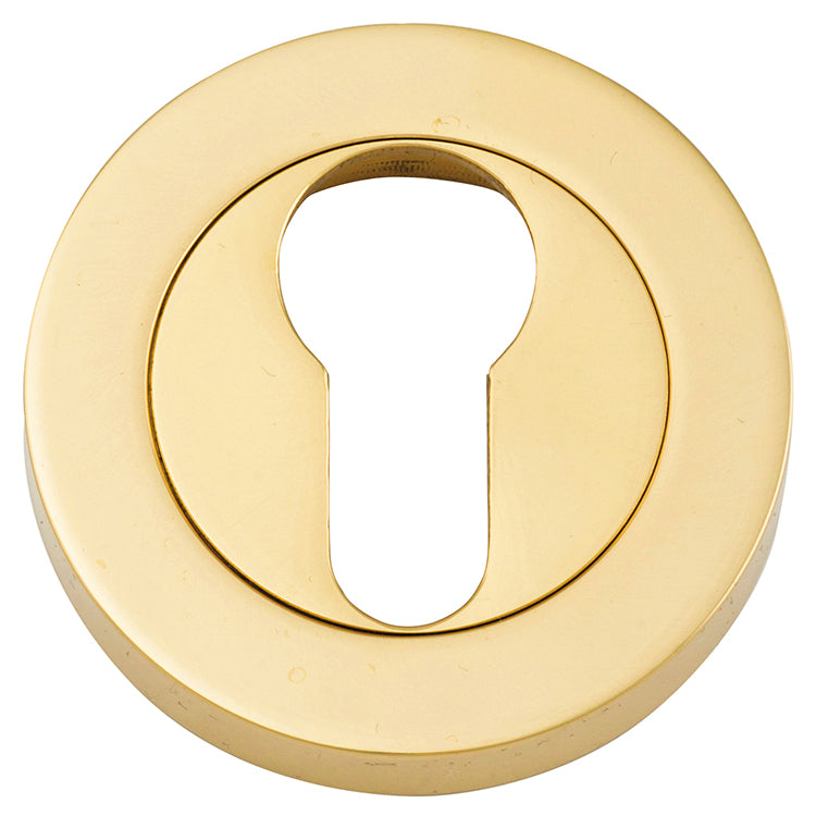 Euro Escutcheons -  Round Polished Brass / Solid Brass