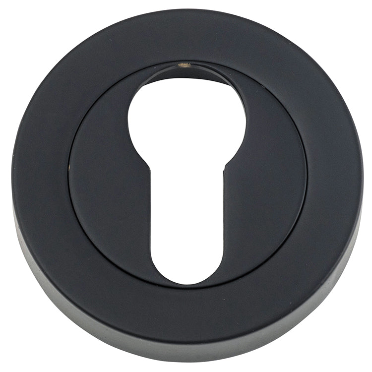 Euro Escutcheons -  Round Matt Black / Solid Brass