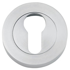 Euro Escutcheons -  Round Satin Chrome / Solid Brass