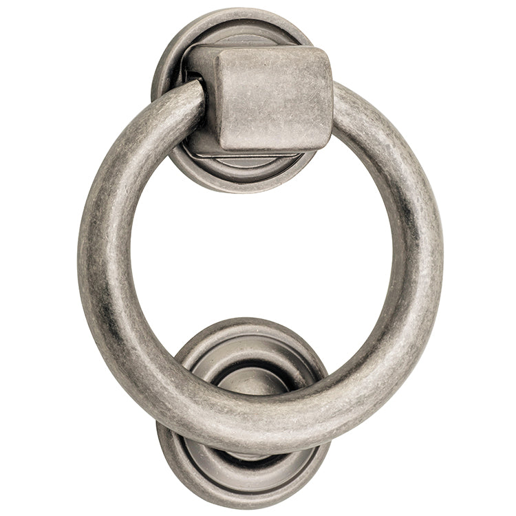Ring Door Knocker Rumbled Nickel / Solid Brass
