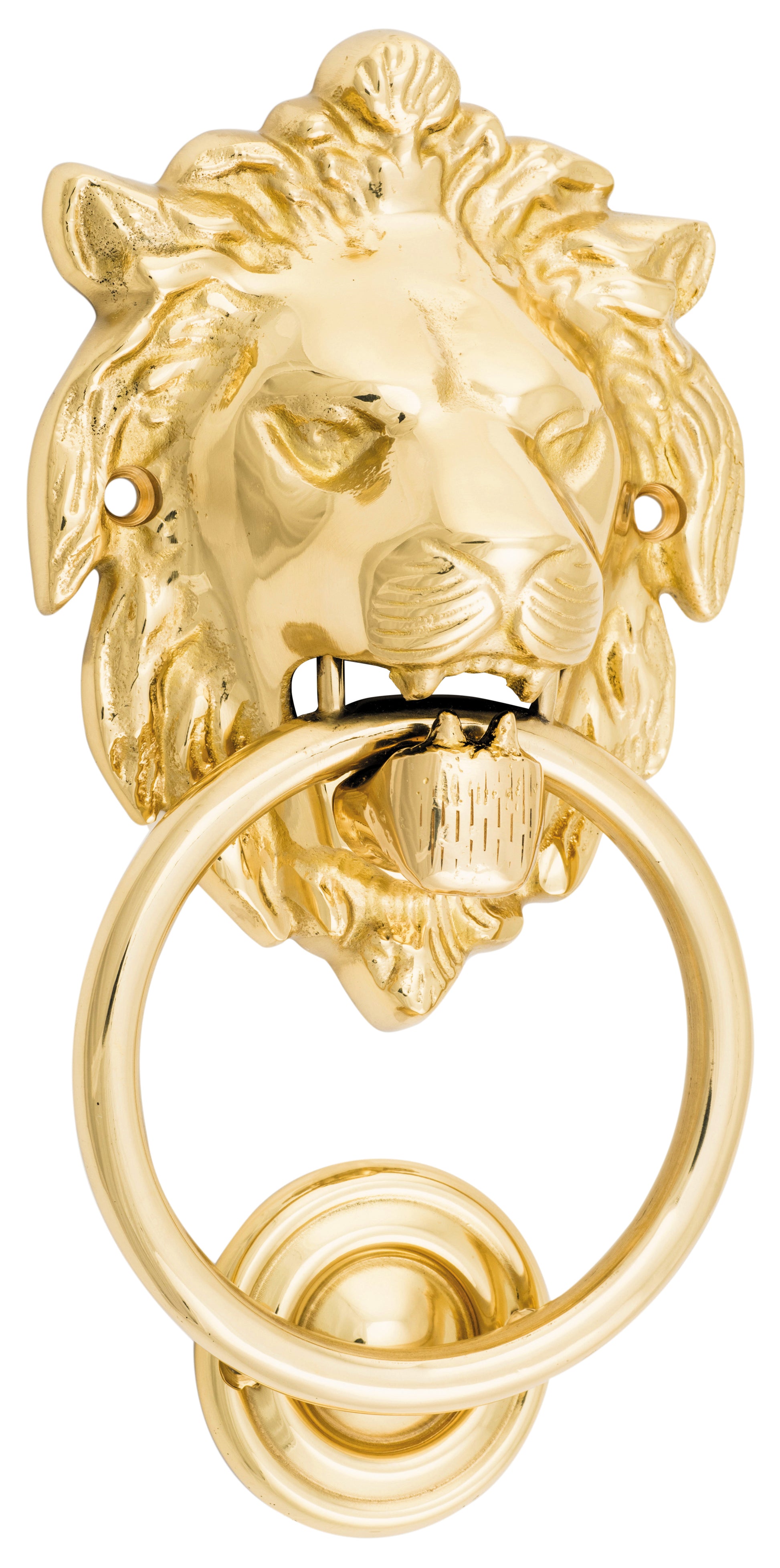 Lion Door Knocker Polished Brass