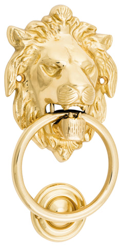 Lion Door Knocker Polished Brass