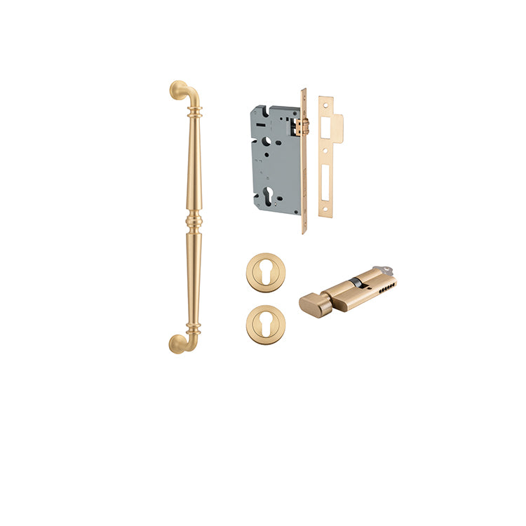 Sarlat Pull Handle - 450mm Entrance Kit with Separate High Security Lock Satin Brass / Solid Brass
