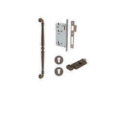 Sarlat Pull Handle - 450mm Entrance Kit with Separate High Security Lock Antique Brass / Solid Brass