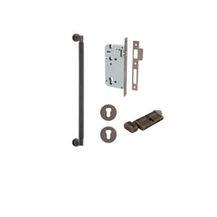 Brunswick Pull Handle - 450mm Entrance Kit with Separate High Security Lock Antique Brass / Solid Brass