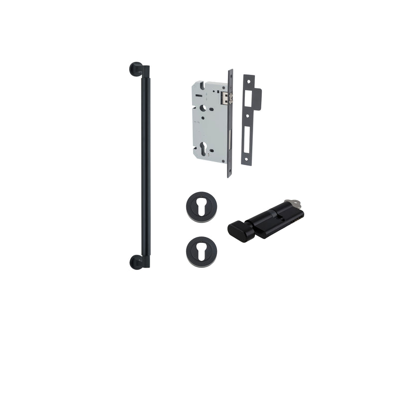 Berlin Pull Handle - 450mm Entrance Kit with Separate High Security Lock Matt Black / Solid Brass