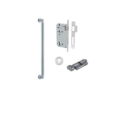 Berlin Pull Handle - 450mm Entrance Kit with Separate High Security Lock Satin Chrome / Solid Brass