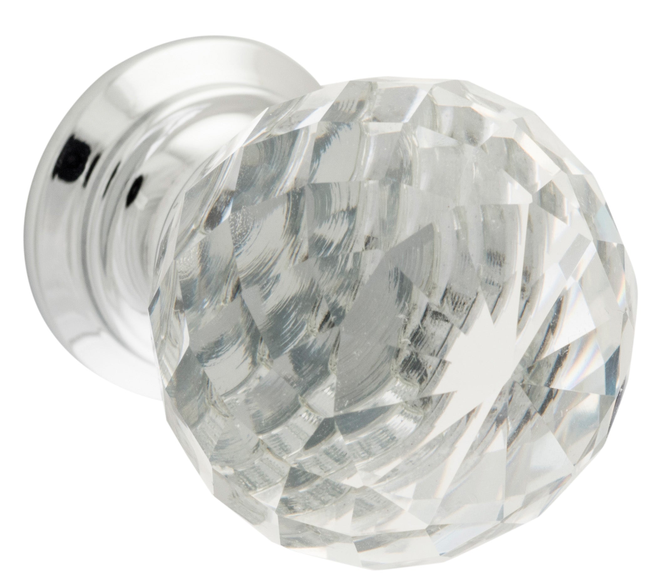 Clear Diamond Cut Glass Cupboard Knob