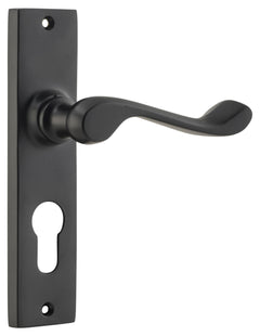 Fremantle Lever - Long Backplate Matt Black / Euro | Entrance